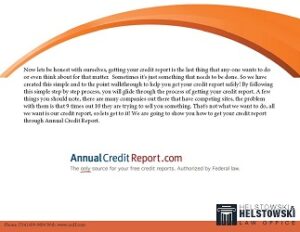 Helstowski Annual Credit Report